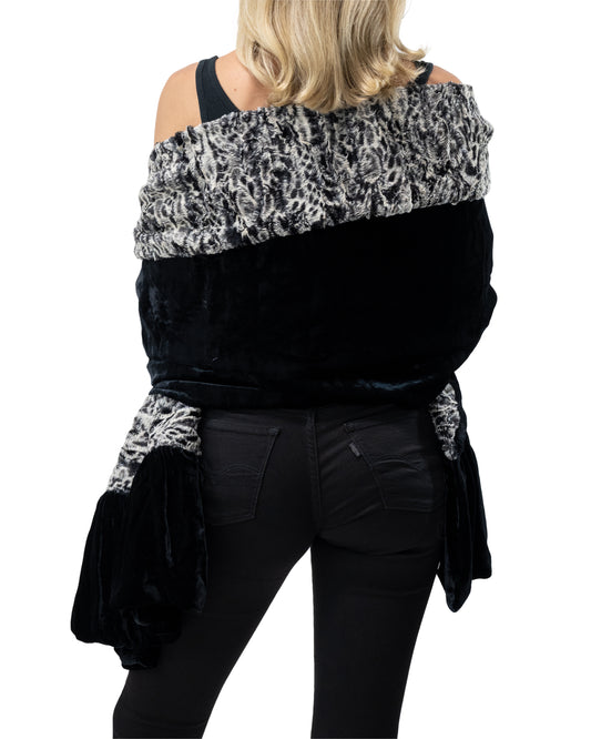 Black Faux Fur Stole Wrap, Faux Fur Stole, Faux Fur Shawl, Faux Fur Shrug, Faux Fur Cape, Gala Attire for Women, Formal Evening Wrap