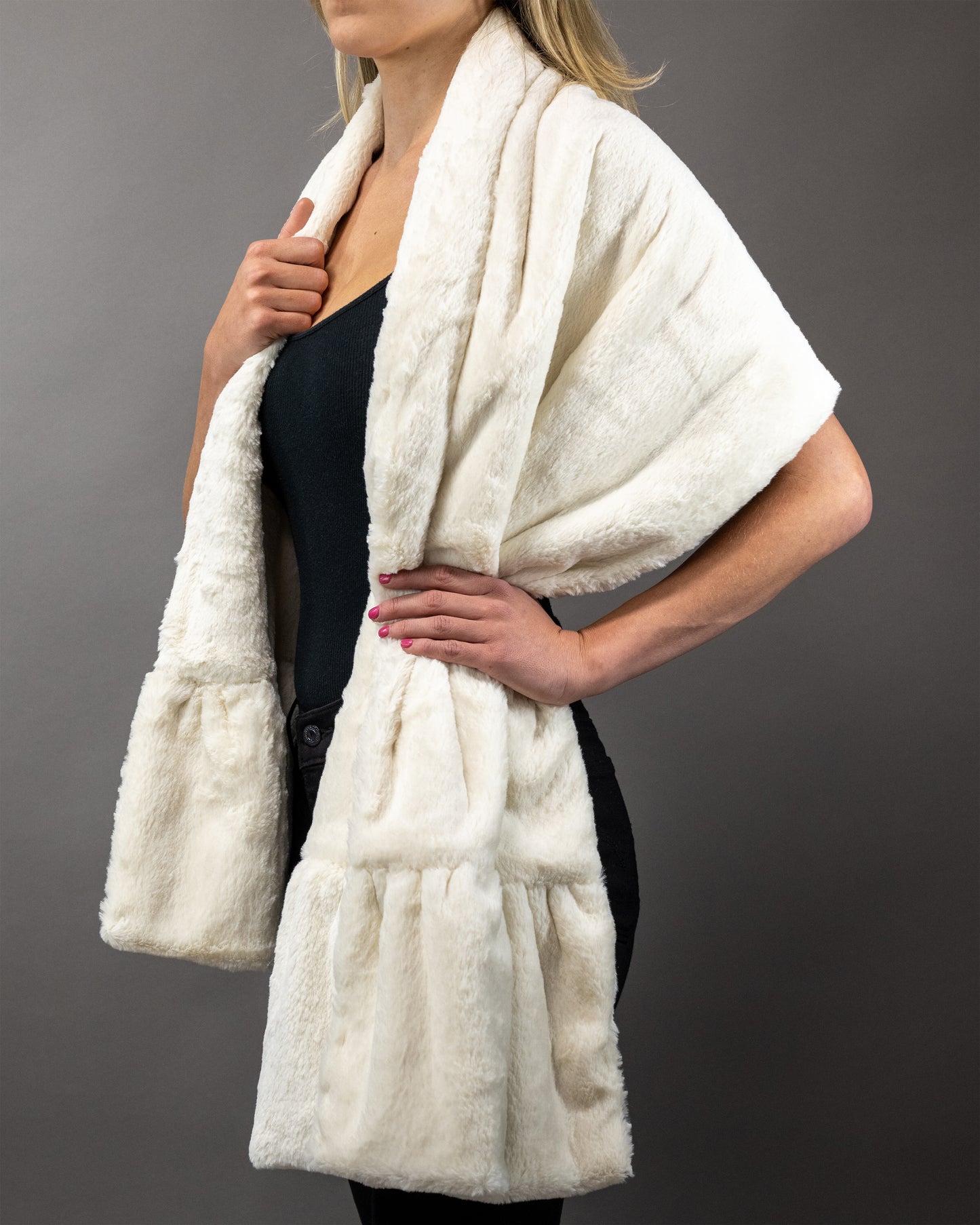 Ivory Faux Fur Stole Wrap, Faux Fur Stole, Faux Fur Shawl, Faux Fur Shrug, Faux Fur Cape, Gala Attire for Women, Formal Evening Wrap